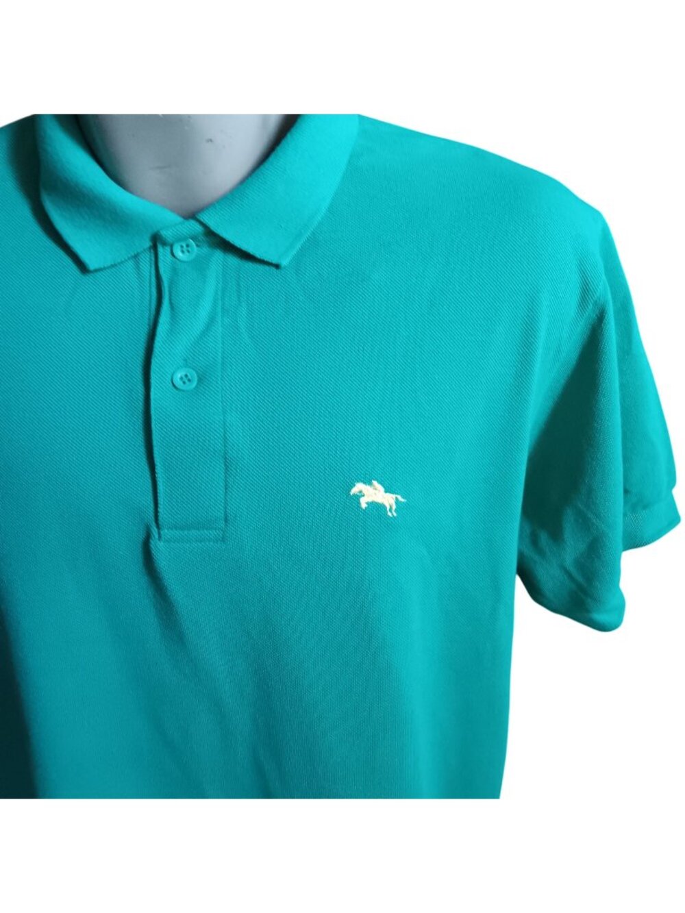 NEW NWT Vintage 90's Men's Polo Shirt Steeplechase Teal Embroidered Horse Logo